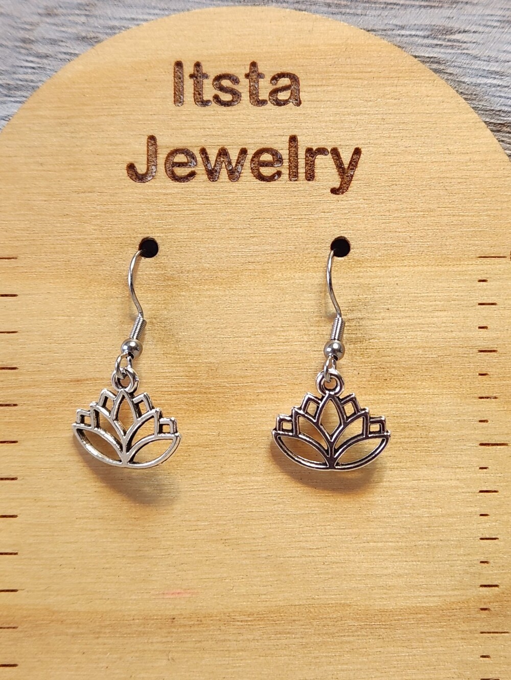 Lotus Flower Tibetan Silver Charms Stainless Steel French Earwires A16 - Picture 3 of 3